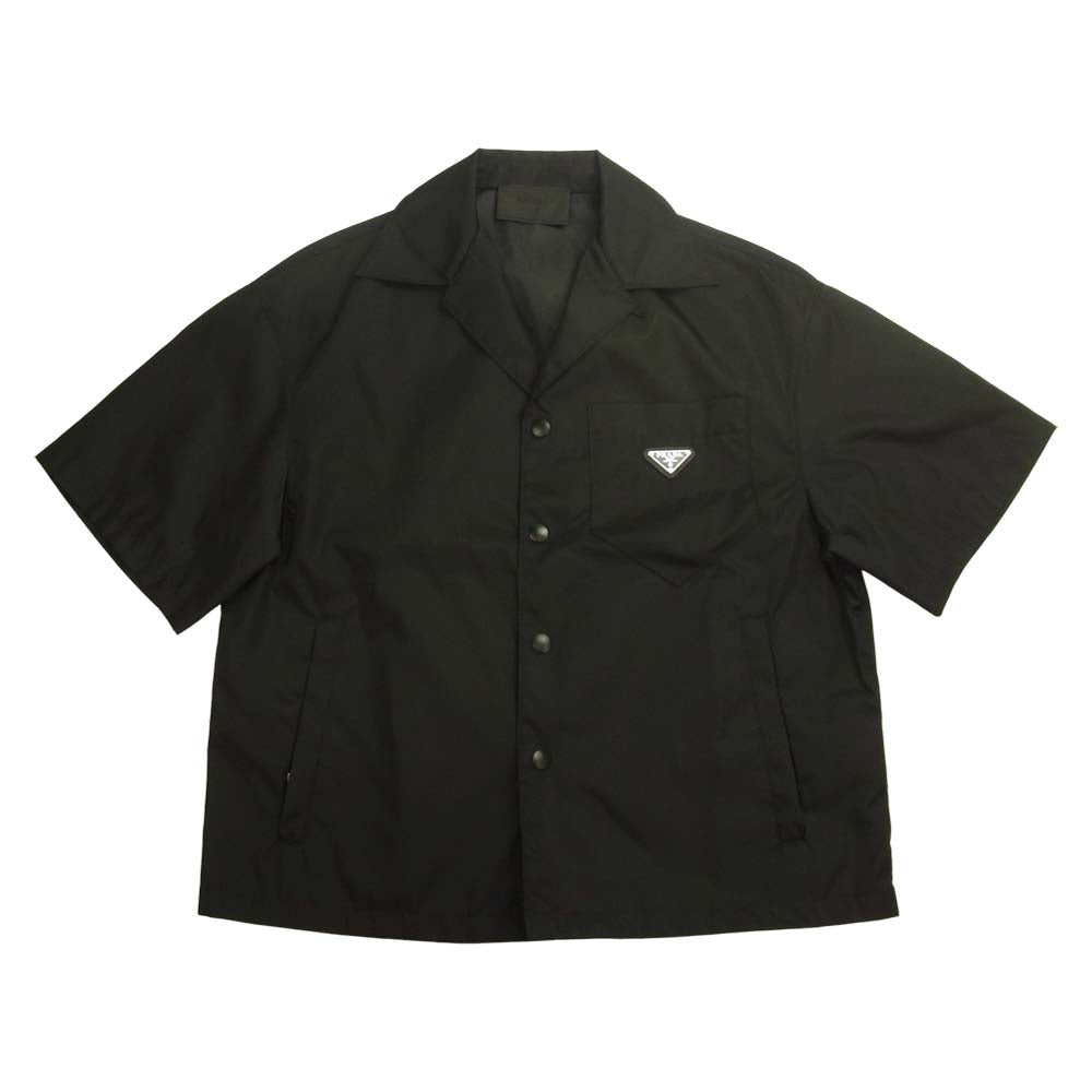 PRADA プラダ 21SS SC449 S182 1WQ8 Re-Nylon 三角ロゴプレート 半袖シャツ ブラック系 XS【中古】