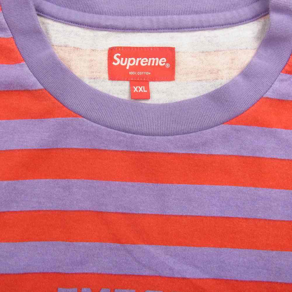Supreme シュプリーム 22SS Reverse Stripe S/S Top レッド系 パープル系 XXL【中古】