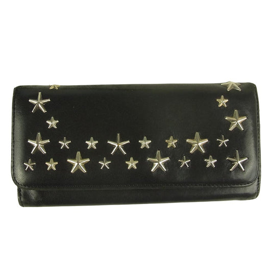 JIMMY CHOO ジミーチュウ スタースタッズ 二つ折り レザー 財布 ブラック系【中古】