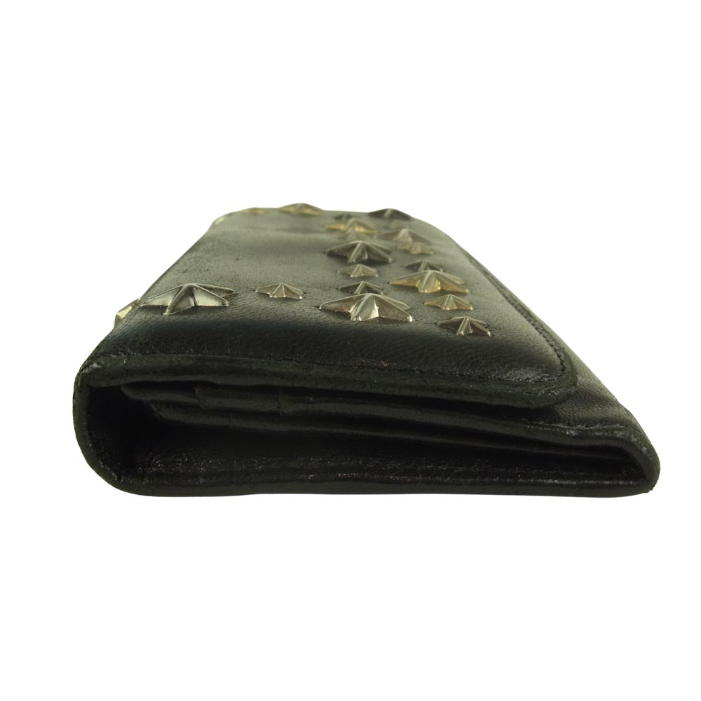 JIMMY CHOO ジミーチュウ スタースタッズ 二つ折り レザー 財布 ブラック系【中古】