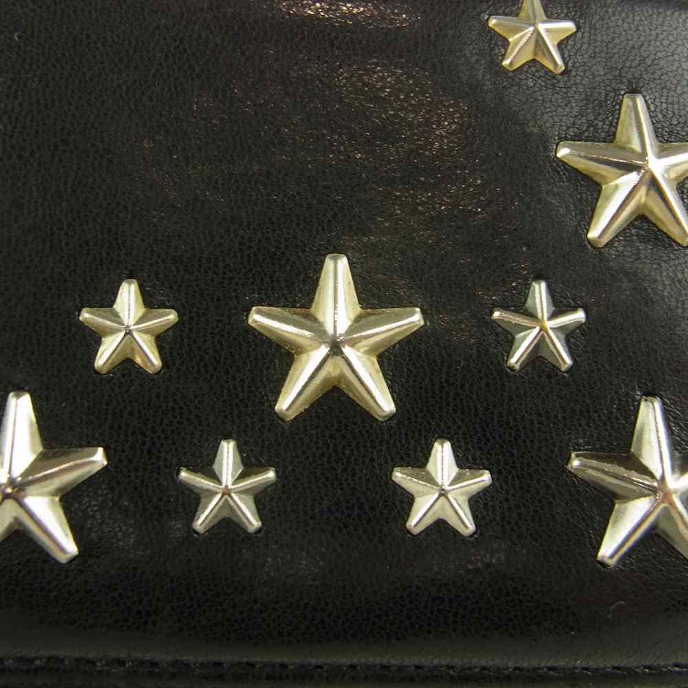 JIMMY CHOO ジミーチュウ スタースタッズ 二つ折り レザー 財布 ブラック系【中古】