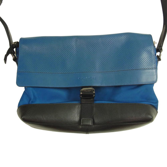 COACH コーチ F71968 アジュール パフォレイテッド レザー バイク バッグ ブルー系【中古】