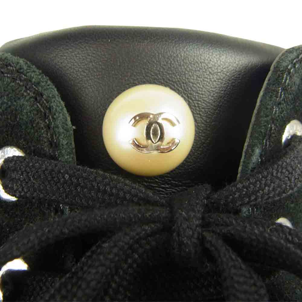 CHANEL シャネル IG29918 ハイカット ジップ スエード スニーカー ネイビー系 37【中古】