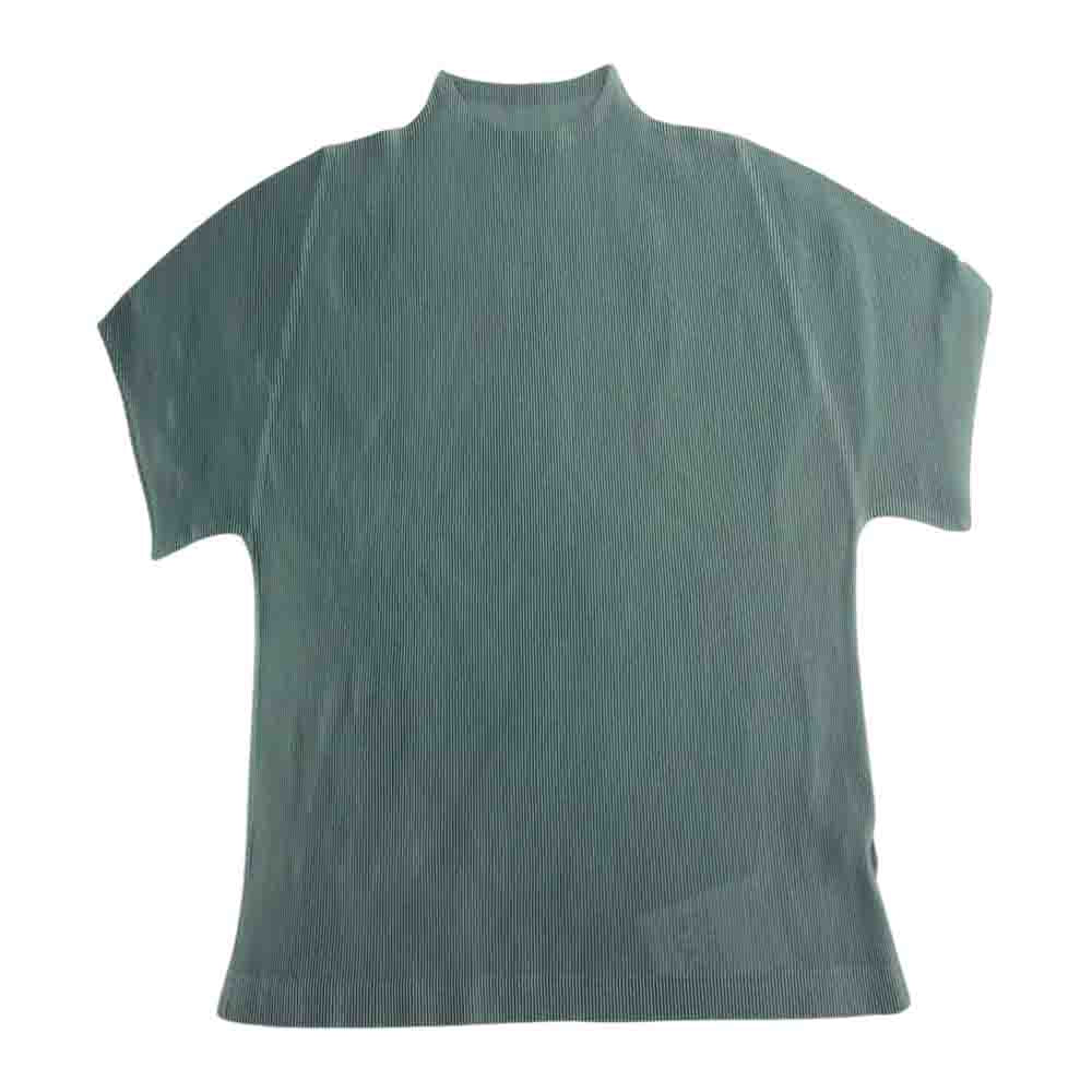 PLEATS PLEASE プリーツプリーズ イッセイミヤケ PP01-FK292-71 細プリーツ加工 モックネック 半袖 カットソー グリーン系 3【極上美品】【中古】