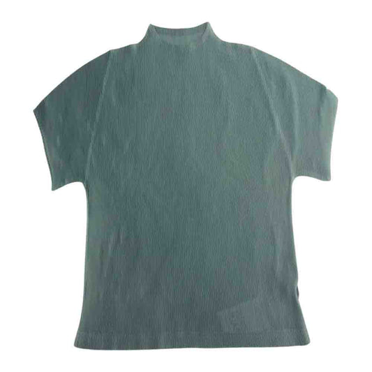 PLEATS PLEASE プリーツプリーズ イッセイミヤケ PP01-FK292-71 細プリーツ加工 モックネック 半袖 カットソー グリーン系 3【極上美品】【中古】