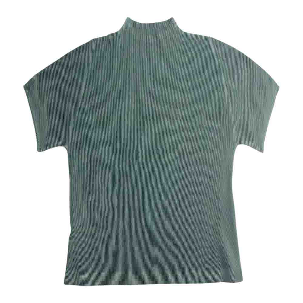 PLEATS PLEASE プリーツプリーズ イッセイミヤケ PP01-FK292-71 細プリーツ加工 モックネック 半袖 カットソー グリーン系 3【極上美品】【中古】