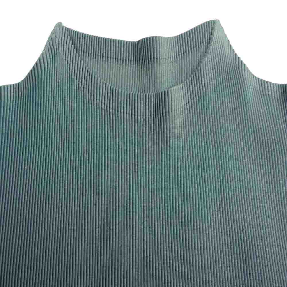 PLEATS PLEASE プリーツプリーズ イッセイミヤケ PP01-FK292-71 細プリーツ加工 モックネック 半袖 カットソー グリーン系 3【極上美品】【中古】