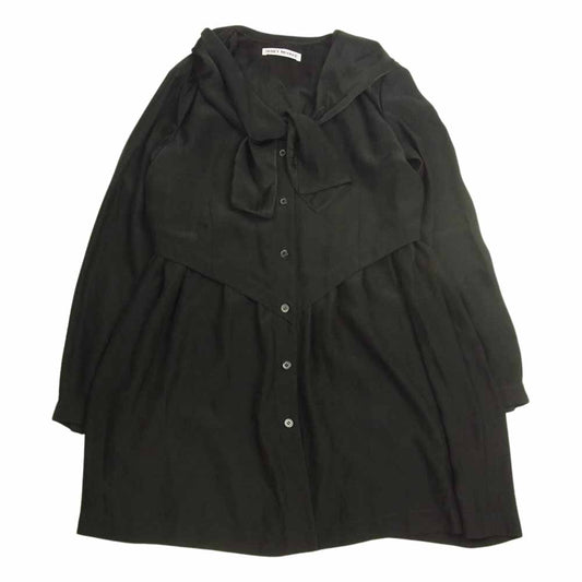 ISSEY MIYAKE イッセイミヤケ IM83FH520 ノーカラー ボウタイ チュニック ブラウス ブラック系 2【美品】【中古】