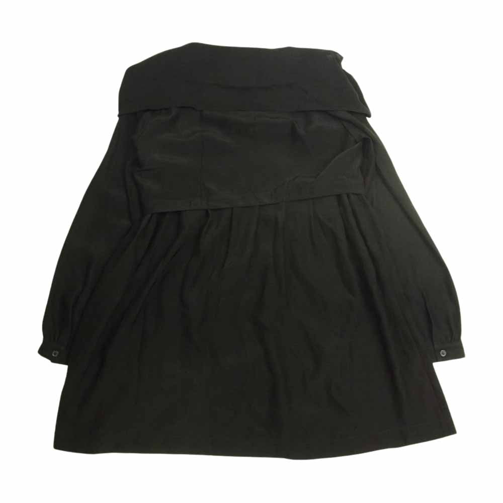 ISSEY MIYAKE イッセイミヤケ IM83FH520 ノーカラー ボウタイ チュニック ブラウス ブラック系 2【美品】【中古】