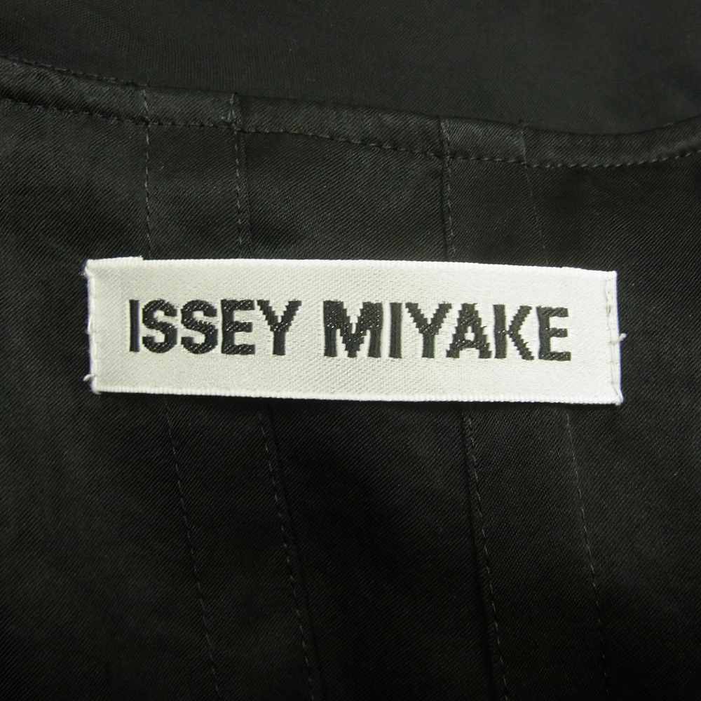 ISSEY MIYAKE イッセイミヤケ IM83FH520 ノーカラー ボウタイ チュニック ブラウス ブラック系 2【美品】【中古】