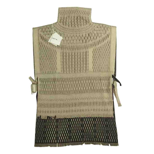 ISSEY MIYAKE イッセイミヤケ IM13-KE314-03 LUCENT AP サイドオープン ハイネック ニット ベスト ブラック系 ベージュ系 2【美品】【中古】