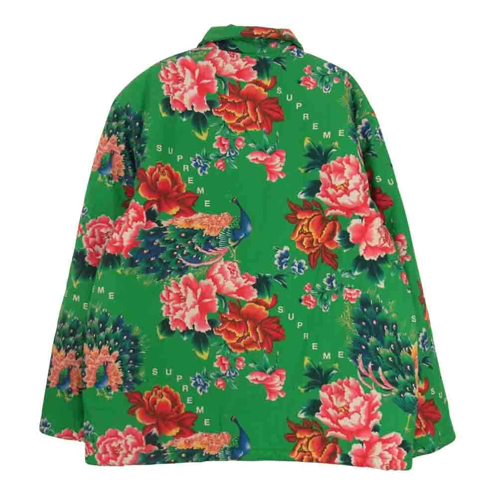 Supreme シュプリーム 21SS Peacock Jacket フラワー 総柄 キルティング チャイナ ピーコック ジャケット グリーン系 L【美品】【中古】