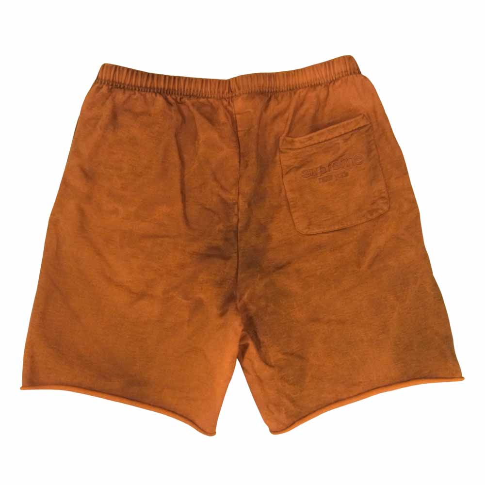 Supreme シュプリーム 20AW Spray Sweatshort スプレー加工 カットオフ クラシックロゴ スウェット ショーツ ハーフ パンツ オレンジ系 S【中古】