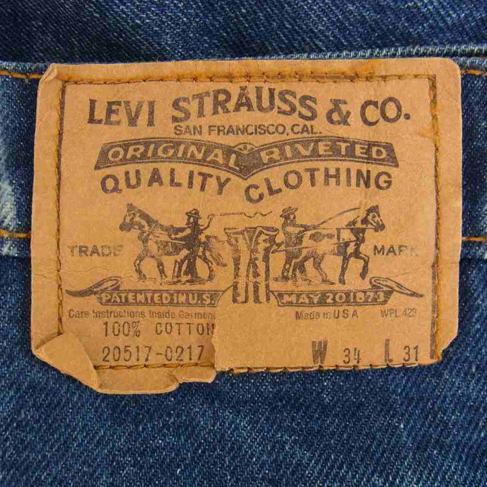 Levi's リーバイス 20517-0217 ヴィンテージ オリジナル 80s 517 SCOVIL ZIP ボタン裏刻印206 ブーツカット デニム パンツ インディゴブルー系 34【中古】