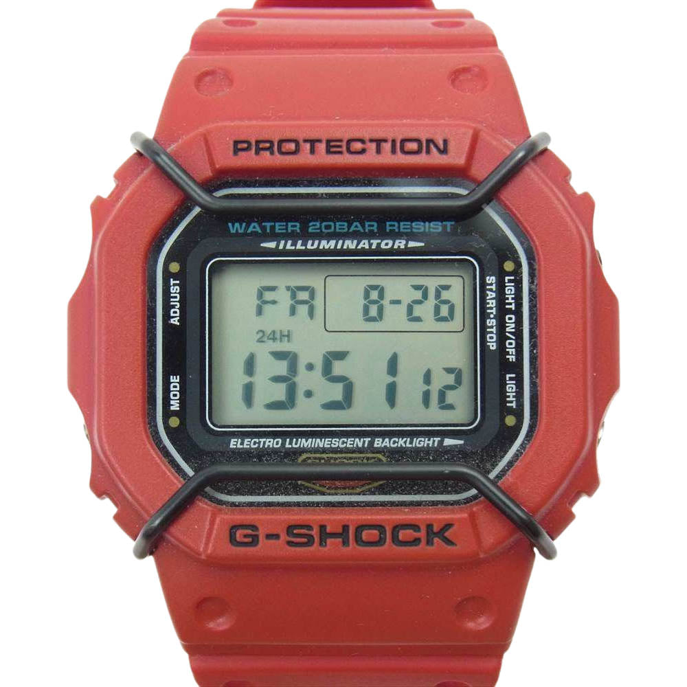 G-SHOCK ジーショック DW-5600P-4JF スクエア レッドラバー プロテクター付き レッドスピード デジタル ウォッチ 腕時計 レッド系【美品】【中古】