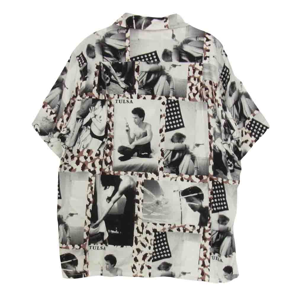 WACKO MARIA ワコマリア MINEDENIM LARRY CLARK TULSA  s/s HAWAIIAN SHIRTS マインデニム ラリー クラ タルサ 半袖 ハワイアン シャツ ホワイト系 XS【美品】【中古】