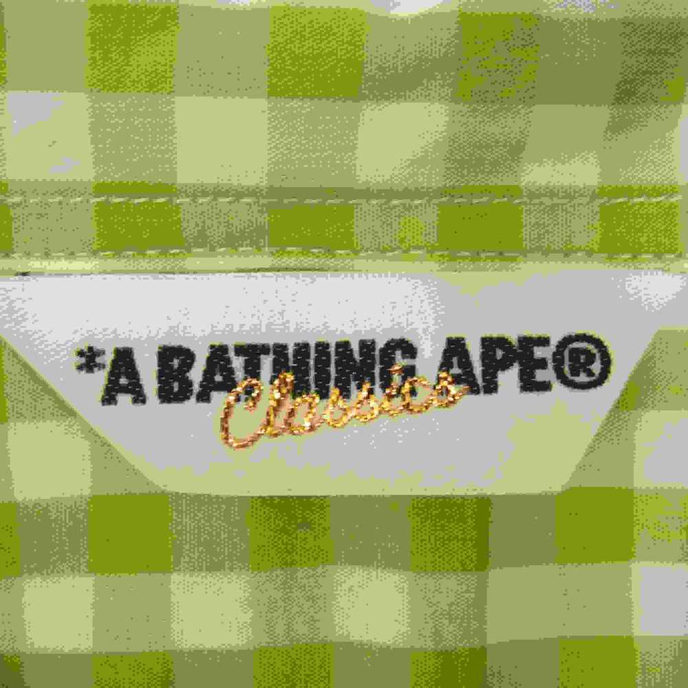 A BATHING APE アベイシングエイプ CLASSIC クラシック 半袖 ボタンダウン チェック シャツ ライトグリーン系 M【中古】