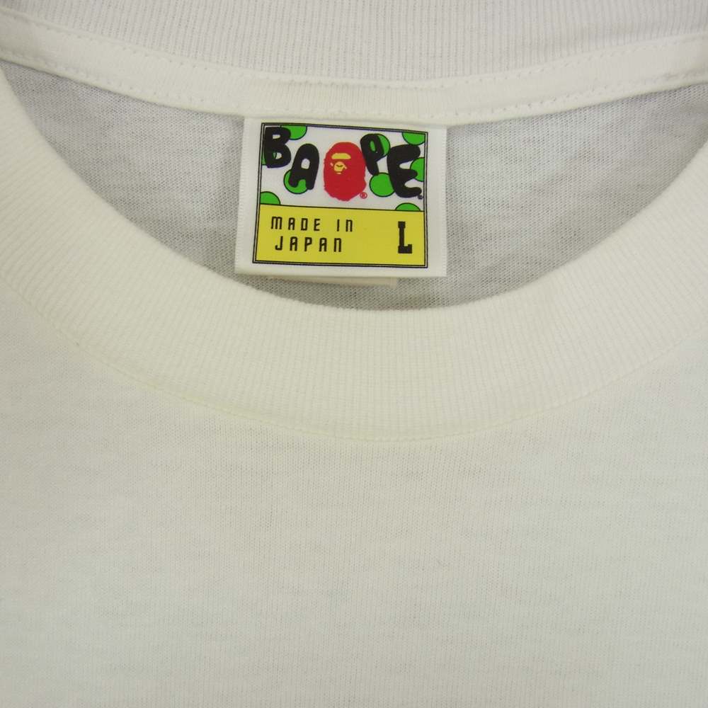 A BATHING APE アベイシングエイプ BAPE ベイプ HEAD GOLD CARD TEE ヘッド ゴールドカード ロゴ Tシャツ ホワイト系 L【美品】【中古】