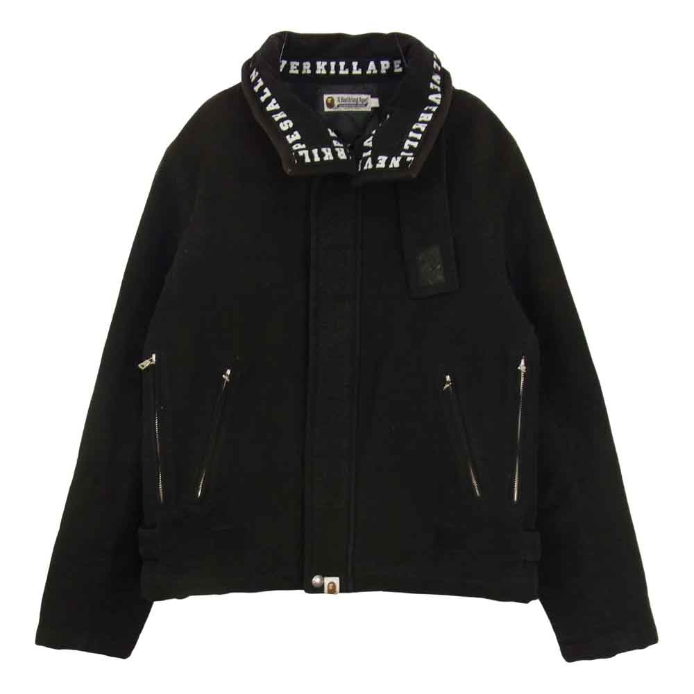 A BATHING APE アベイシングエイプ APE SHALL NEVER KILL コットン インショルダー ジャケット ブラック系 L【中古】
