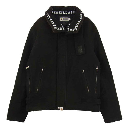A BATHING APE アベイシングエイプ APE SHALL NEVER KILL コットン インショルダー ジャケット ブラック系 L【中古】