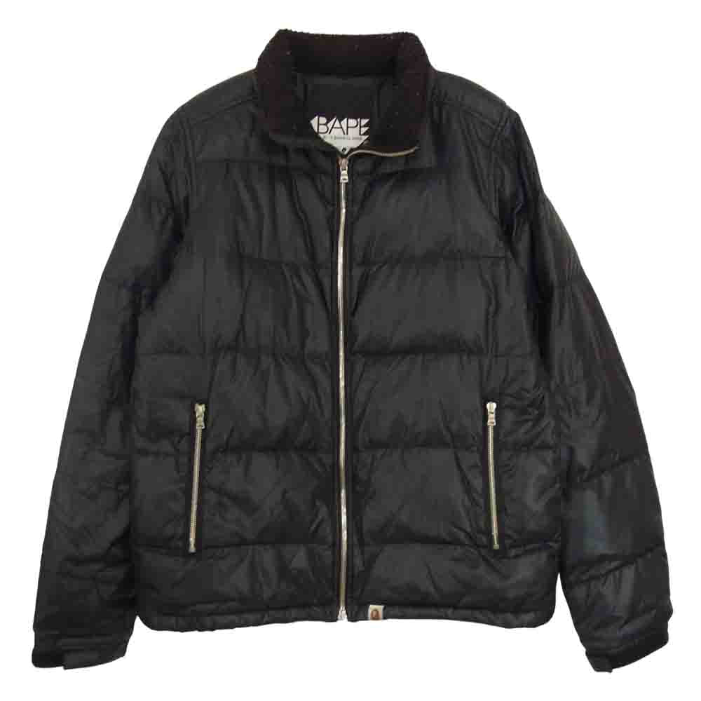 A BATHING APE アベイシングエイプ BAPE ベイプ 襟 フリース ダウン ジャケット ブラック系 M【中古】