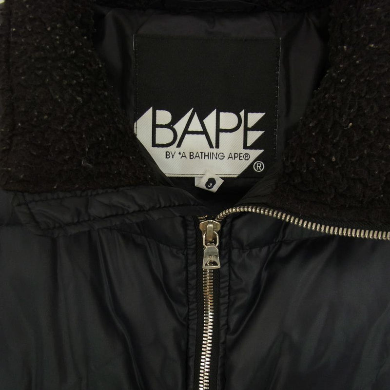 A BATHING APE アベイシングエイプ BAPE ベイプ 襟 フリース ダウン ジャケット ブラック系 M【中古】