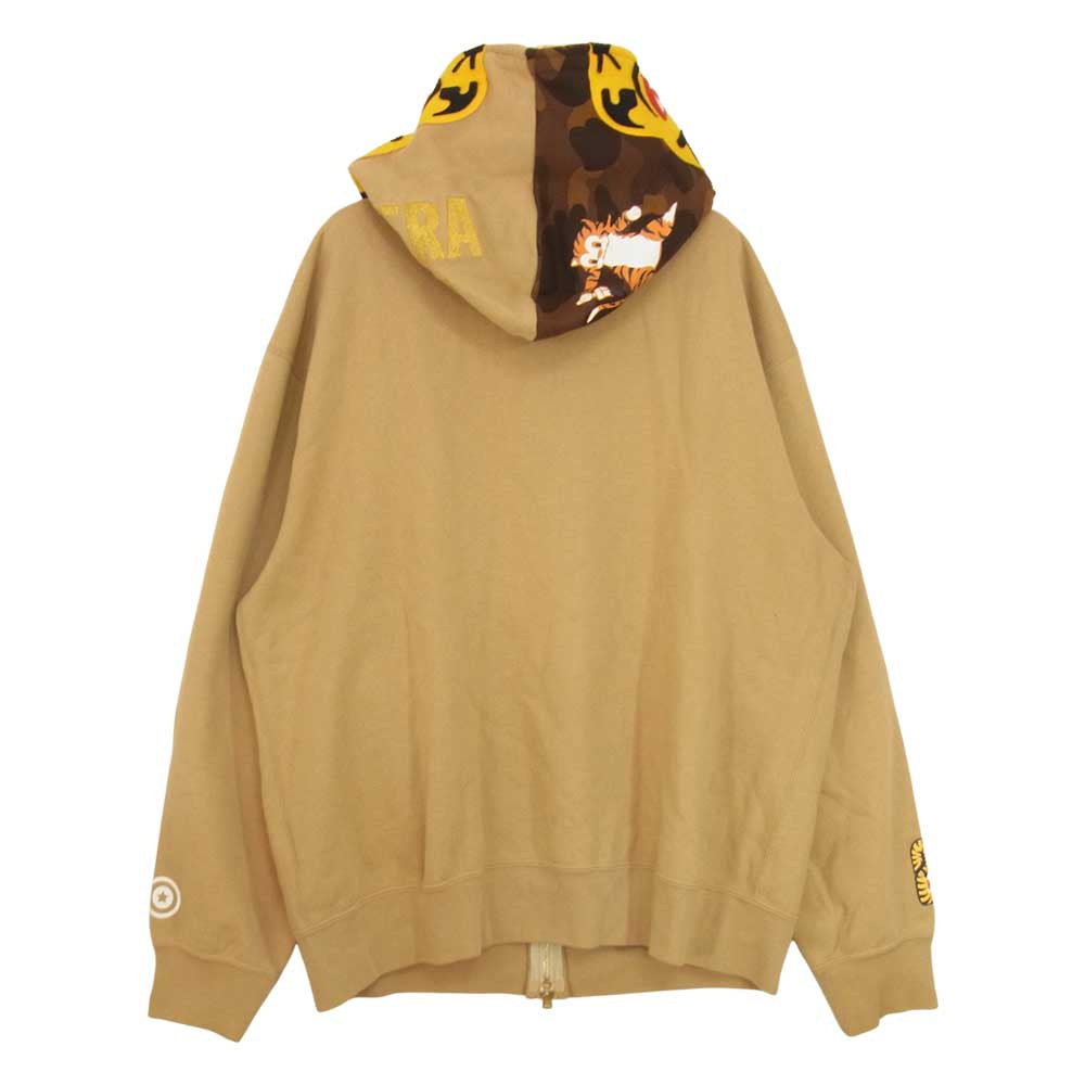 A BATHING APE アベイシングエイプ BAPE ベイプ タイガー フード カモ フルジップ パーカー ベージュ系 L【中古】