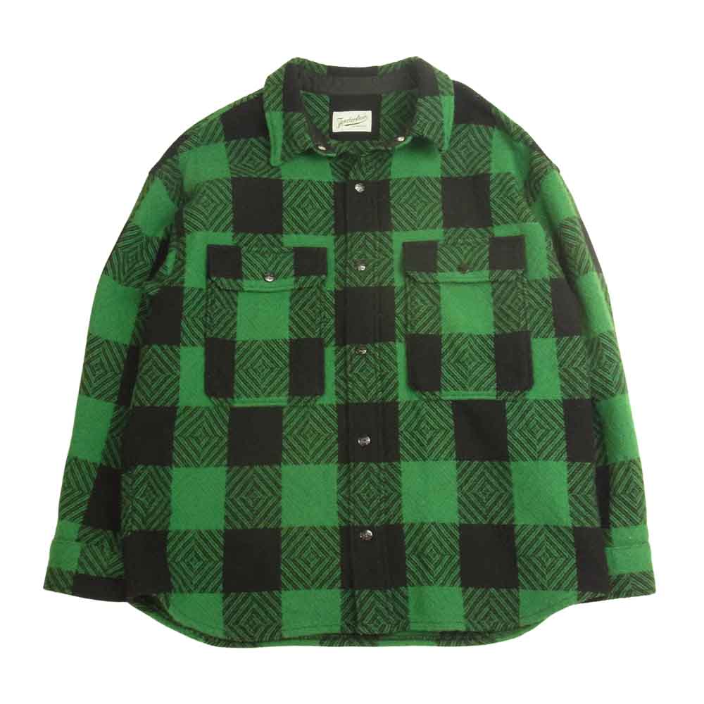 TENDERLOIN テンダーロイン T-BUFFALO SHT JKT ウール バッファロー シャツ ジャケット チェック グリーン ブラック系 グリーン系 M【中古】