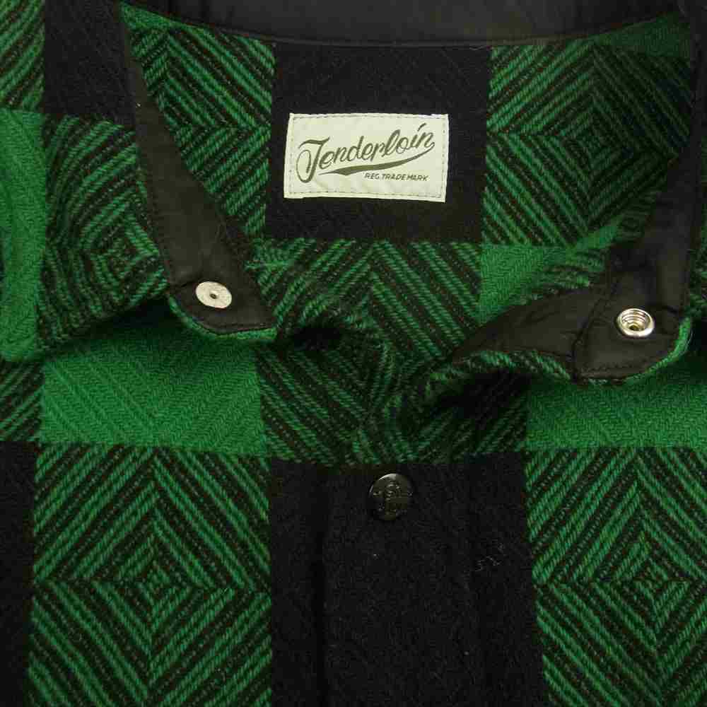 TENDERLOIN テンダーロイン T-BUFFALO SHT JKT ウール バッファロー シャツ ジャケット チェック グリーン ブラック系 グリーン系 M【中古】