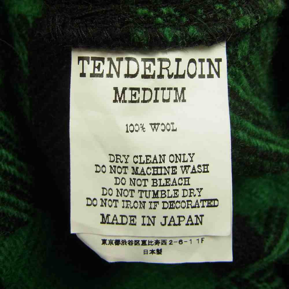 TENDERLOIN テンダーロイン T-BUFFALO SHT JKT ウール バッファロー シャツ ジャケット チェック グリーン ブラック系 グリーン系 M【中古】