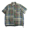 Sacai サカイ 18SS 18-01558M 製品洗い加工 シワ加工 チェック ドローコード 半袖シャツ グレー系 3【中古】