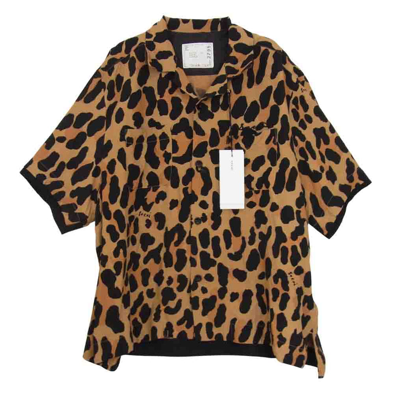 Sacai サカイ 22SS  22-02795M Leopard Print Bowling Shirt レオパード プリント ボウリング シャツ ブラウン系 1【極上美品】【中古】