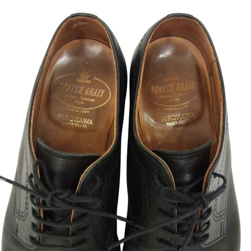 SCOTCH GRAIN スコッチグレイン F-0338 外羽根 パンツドキャップトゥ ストレートチップ レザーシューズ ブラック系 26cm【中古】