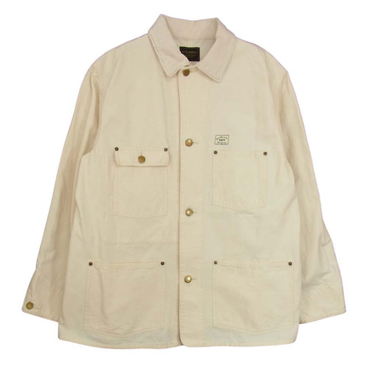 BY GLADHAND バイグラッドハンド 20AW BYGH-20-AW-11 Brother Union Coverall ブラザー ユニオン ペイント 襟コーデュロイ キャンバス カバーオール ジャケット オフホワイト系 XL【中古】