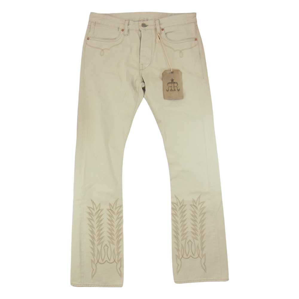 RRL ダブルアールエル 刺繍 ステッチ ウエスタン フレア ブーツカット チノ ワーク パンツ ベージュ系 32【中古】