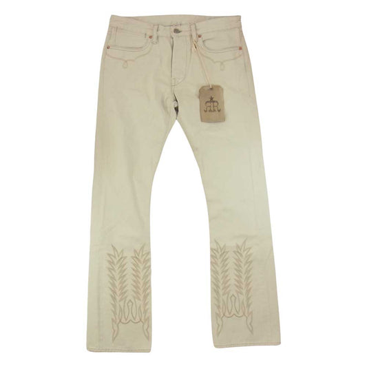 RRL ダブルアールエル 刺繍 ステッチ ウエスタン フレア ブーツカット チノ ワーク パンツ ベージュ系 32【中古】
