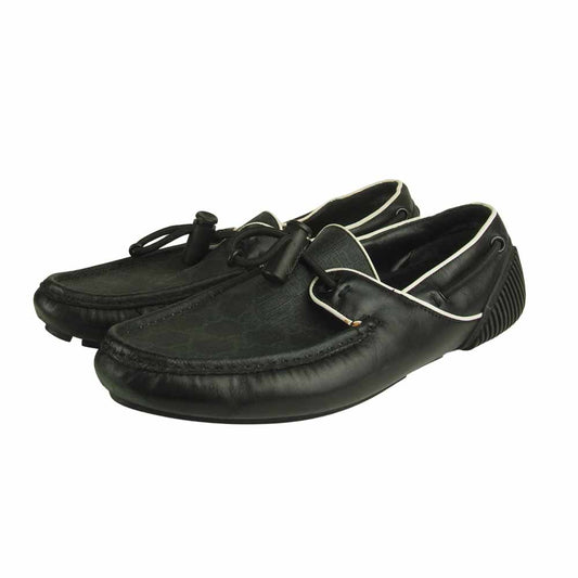 GUCCI グッチ 213463 GGキャンバス ドライビング シューズ スリッポン スニーカー ブラック系 8.5【中古】