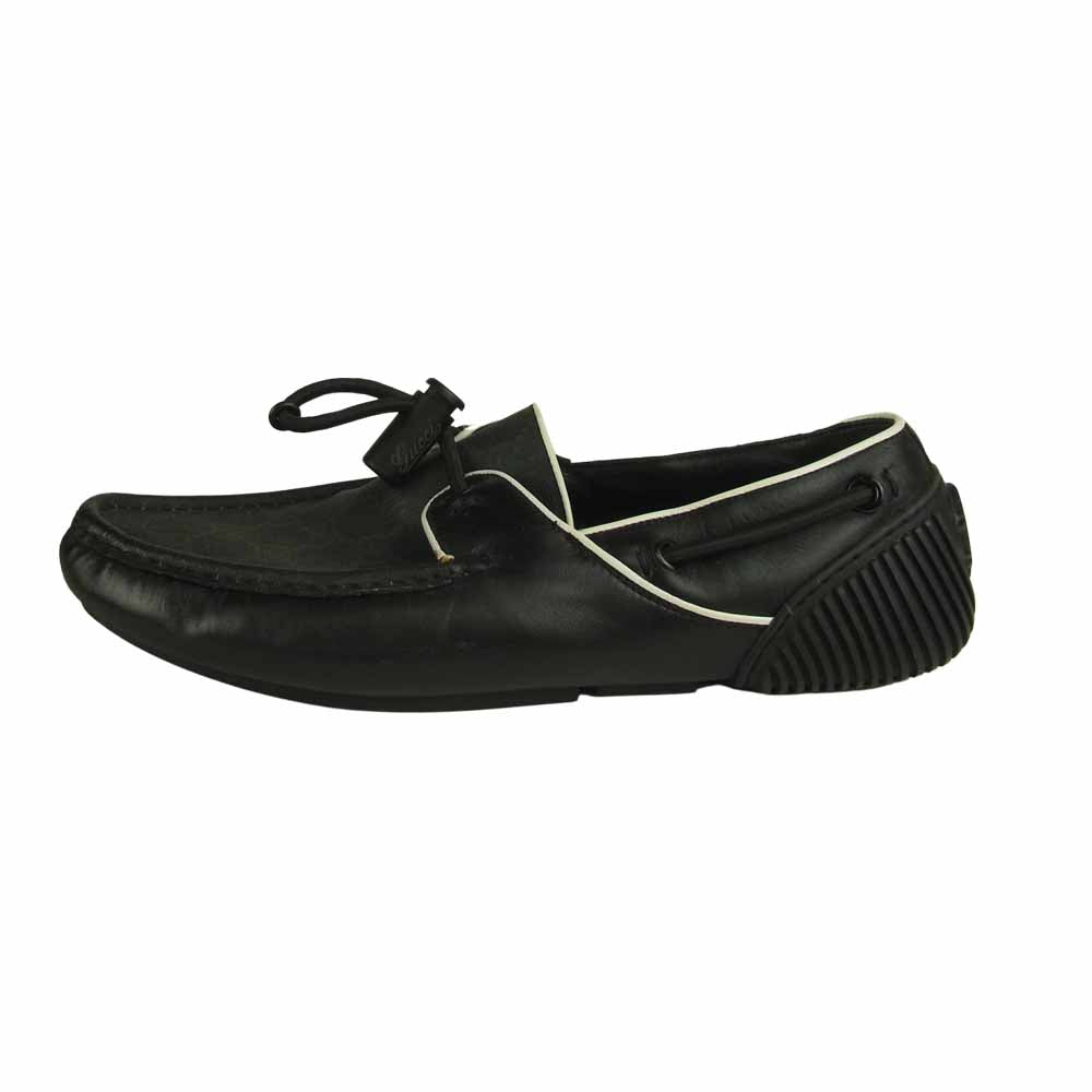 GUCCI グッチ 213463 GGキャンバス ドライビング シューズ スリッポン スニーカー ブラック系 8.5【中古】