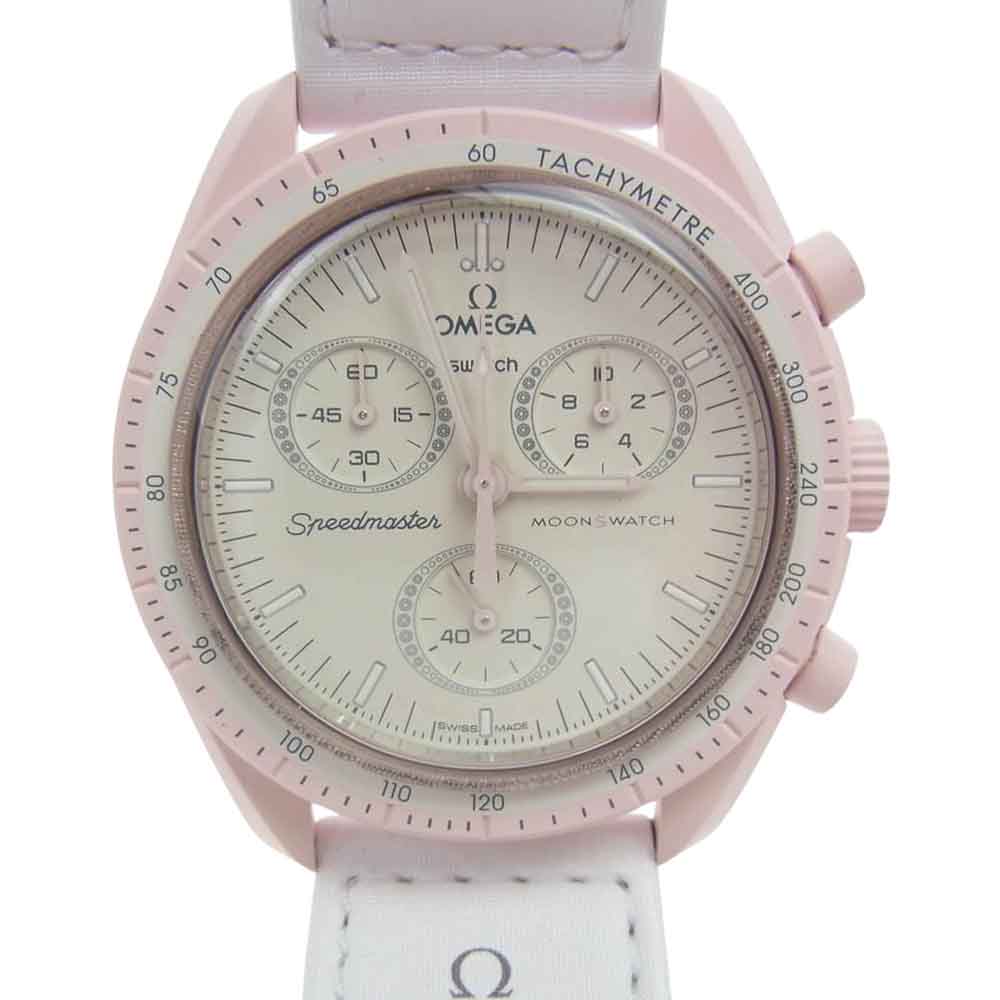 OMEGA オメガ Swatch スウォッチ MISSION TO VENUS バイオセラミック ムーンスウォッチ ミッション トゥー ビーナス クォーツ ホワイト系 ピンク系【新古品】【未使用】【中古】