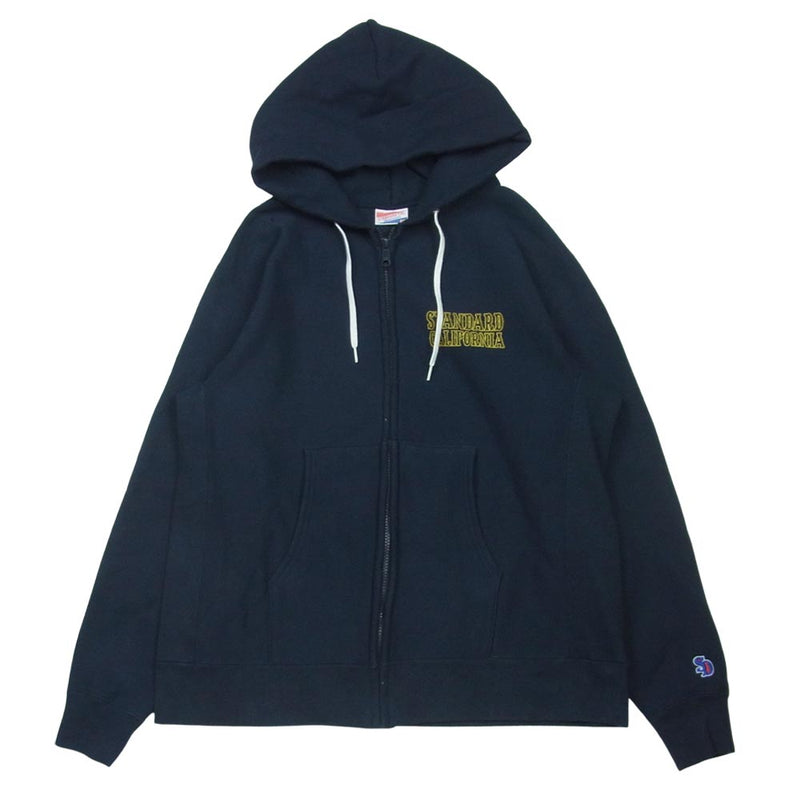 STANDARD CALIFORNIA スタンダードカリフォルニア SD R.W. Zip Hood Sweat Navy リバース ウィーブ ジップ フード スウェット パーカー ネイビー系 M【中古】