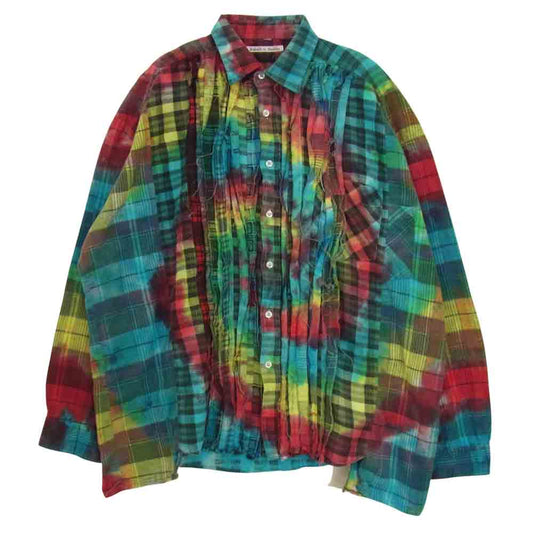 Needles ニードルス 20AW HM307 Rebuild by Needles リビルド バイ ニードルス Flannel Shirt Ribbon Wide Shirt Tie Dye 再構築 リボンタック レインボーカラー ネルシャツ マルチカラー系 サイズ表記無【中古】
