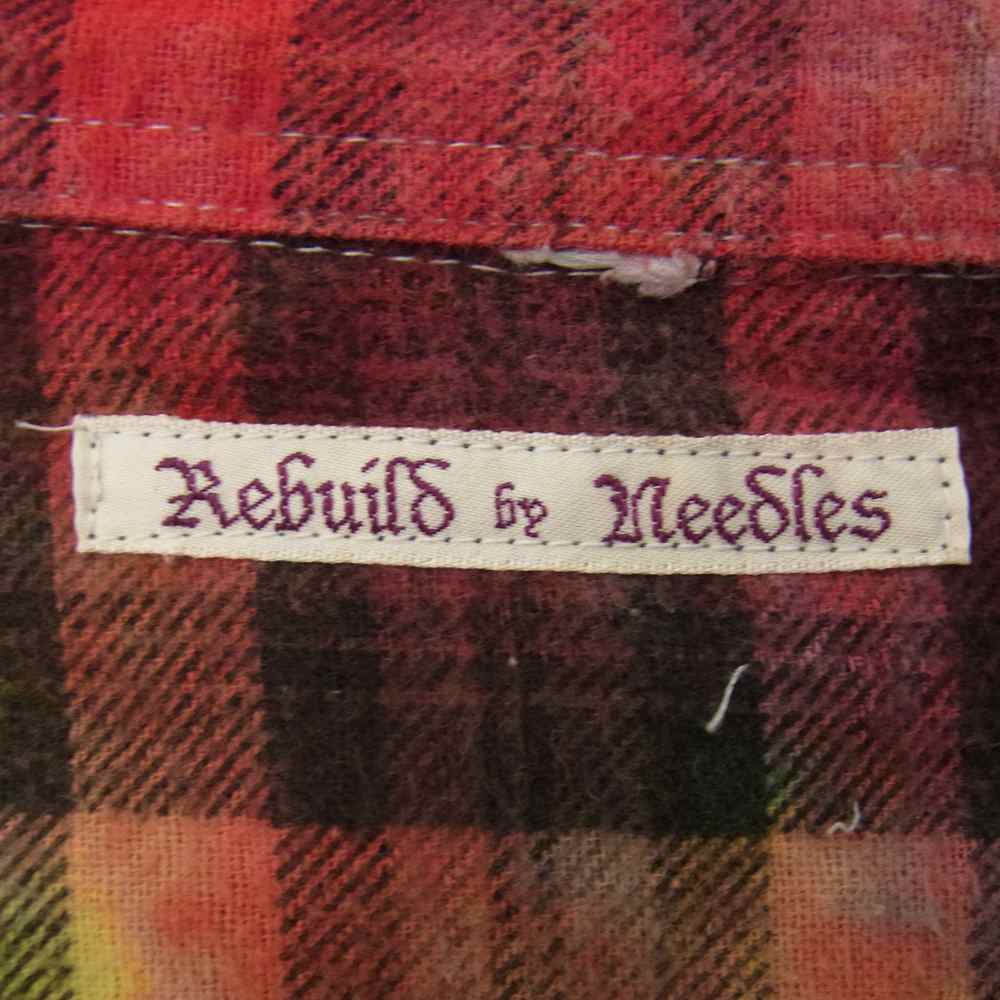 Needles ニードルス 20AW HM307 Rebuild by Needles リビルド バイ ニードルス Flannel Shirt Ribbon Wide Shirt Tie Dye 再構築 リボンタック レインボーカラー ネルシャツ マルチカラー系 サイズ表記無【中古】