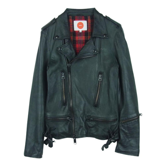 ヒロ HAW1116 ディアスキン ダブル ライダース ジャケット 裏地ウール チェック 日本製 ブラック系 M【中古】