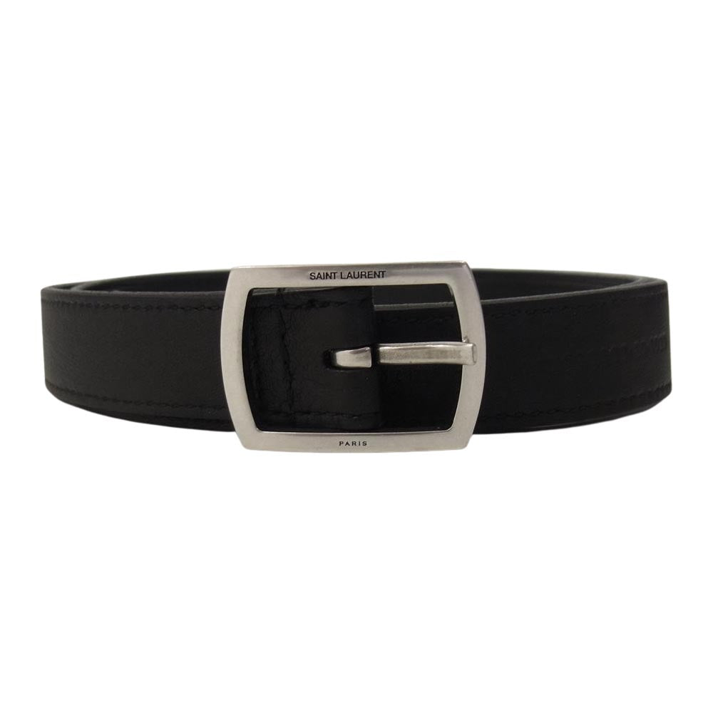 SAINT LAURENT サンローラン 593303 レザー ナロー ベルト ブラック系【中古】