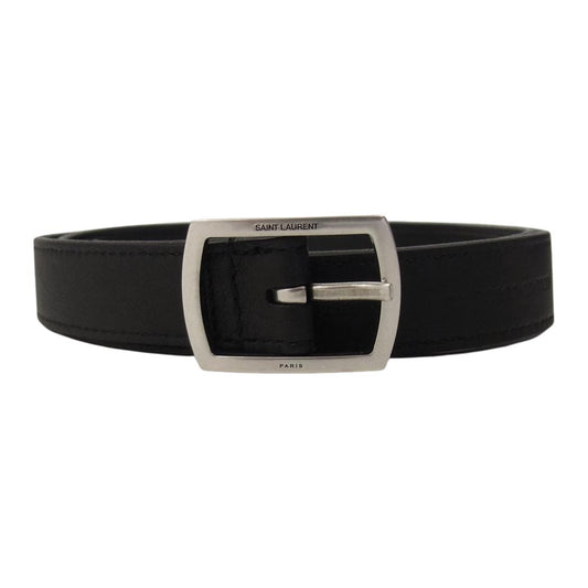 SAINT LAURENT サンローラン 593303 レザー ナロー ベルト ブラック系【中古】