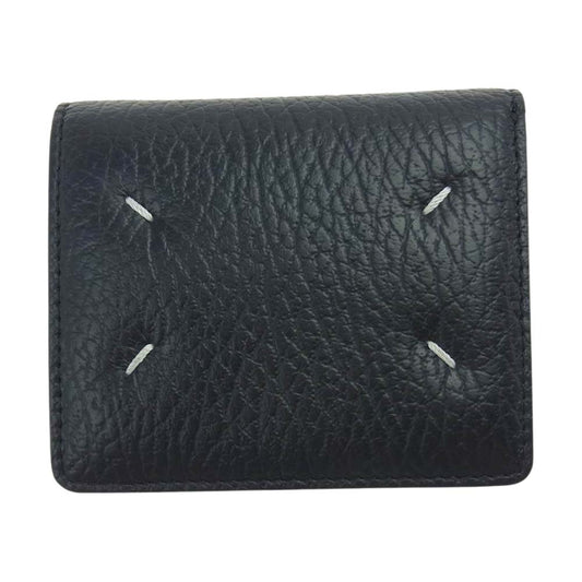 MAISON MARGIELA メゾンマルジェラ S56UI0140 POPPER WALLET 四つタグ レザー コンパクト ウォレット 二つ折り財布 ブラック系【中古】