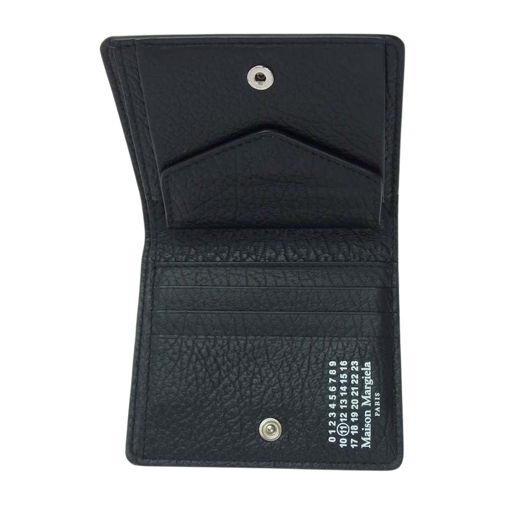 MAISON MARGIELA メゾンマルジェラ S56UI0140 POPPER WALLET 四つタグ レザー コンパクト ウォレット 二つ折り財布 ブラック系【中古】