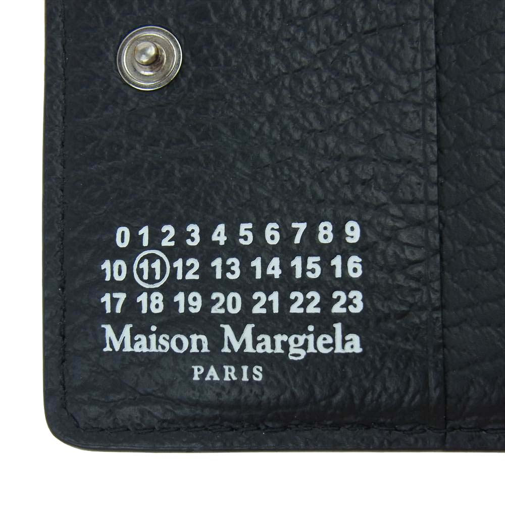 MAISON MARGIELA メゾンマルジェラ S56UI0140 POPPER WALLET 四つタグ レザー コンパクト ウォレット 二つ折り財布 ブラック系【中古】