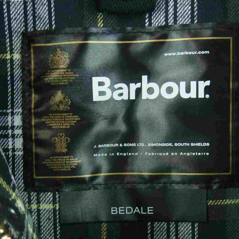 Barbour バブアー 2102060 国内正規品 OS WAX BEDALE オーバーサイズ ワックス ビデイル ジャケット イギリス製 ダークグリーン系 40【中古】