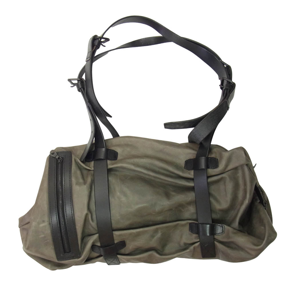 ISAMUKATAYAMA BACKLASH イサムカタヤマバックラッシュ 2way レザー ダッフル ボストン バッグ グレー系【中古】
